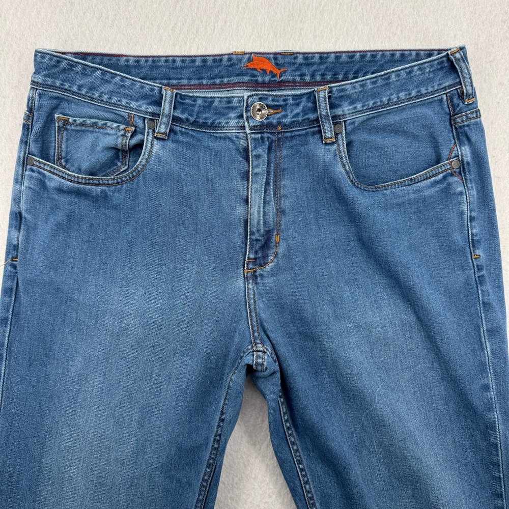 Tommy Bahama Denim Jeans Mens 36x32 Medium Wash Blue Straight Leg Cotton Blend